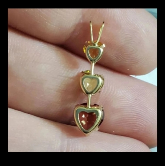 Solid 10k yellow gold genuine gemstone pendant! Garnet, peridot, citrine for a t - Picture 7 of 8